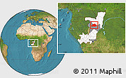 Satellite Location Map of Makoua, highlighted country, highlighted parent region, within the entire country