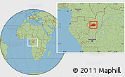 Savanna Style Location Map of Makoua, within the entire country