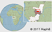 Savanna Style Location Map of Makoua, highlighted country, highlighted parent region, hill shading