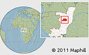 Savanna Style Location Map of Makoua, highlighted country, hill shading