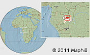 Savanna Style Location Map of Makoua, highlighted parent region, within the entire country, hill shading