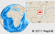 Shaded Relief Location Map of Makoua, highlighted parent region