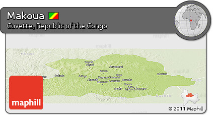 Physical Panoramic Map of Makoua, lighten