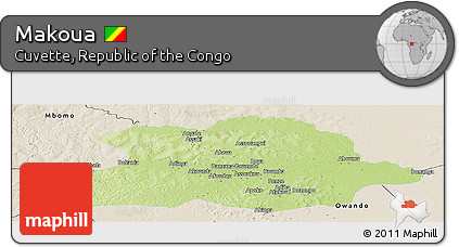 Physical Panoramic Map of Makoua, shaded relief outside