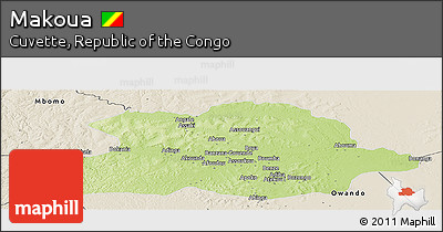 Physical Panoramic Map of Makoua, shaded relief outside