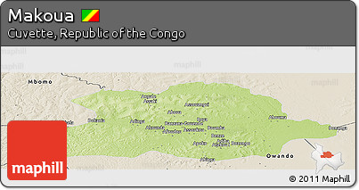 Physical Panoramic Map of Makoua, shaded relief outside