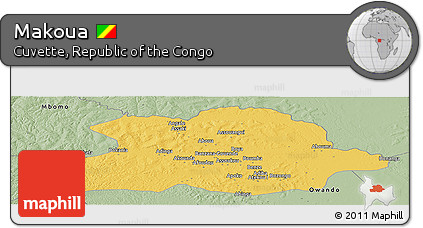 Savanna Style Panoramic Map of Makoua