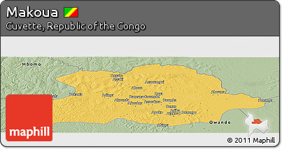 Savanna Style Panoramic Map of Makoua