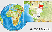 Physical Location Map of Dongou, highlighted country, within the entire country