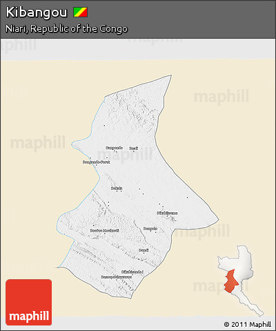 Classic Style 3D Map of Kibangou, single color outside