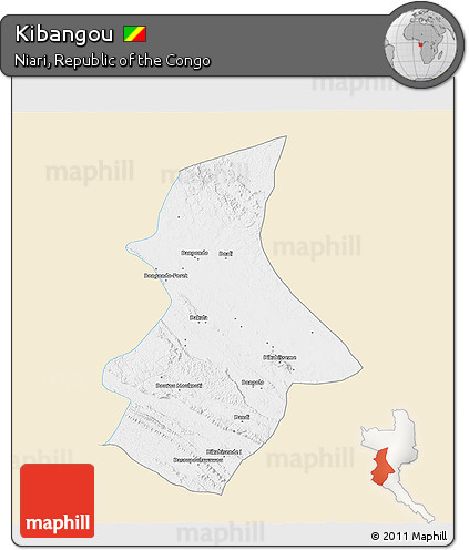 Classic Style 3D Map of Kibangou, single color outside