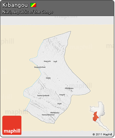 Classic Style 3D Map of Kibangou, single color outside