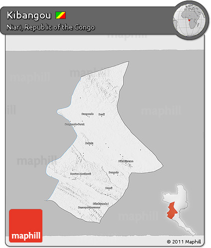 Gray 3D Map of Kibangou, single color outside