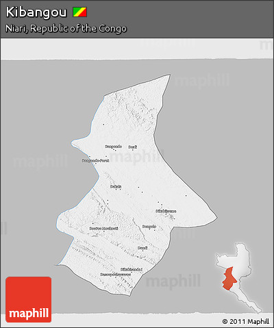 Gray 3D Map of Kibangou, single color outside