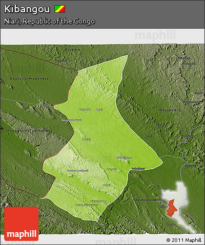Physical 3D Map of Kibangou, darken