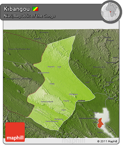 Physical 3D Map of Kibangou, darken
