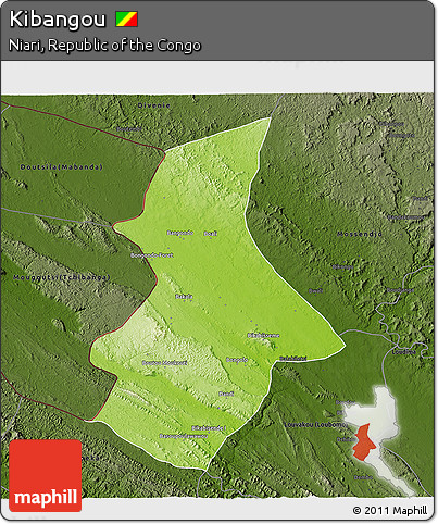 Physical 3D Map of Kibangou, darken