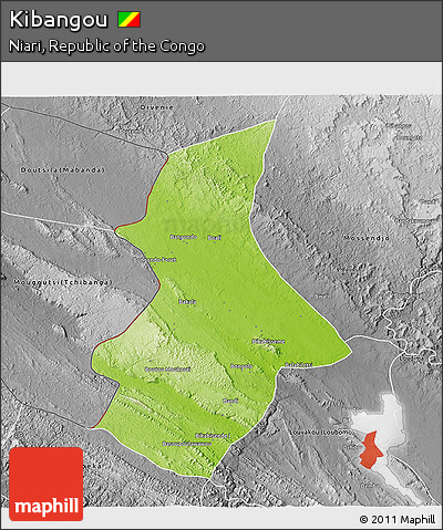 Physical 3D Map of Kibangou, desaturated