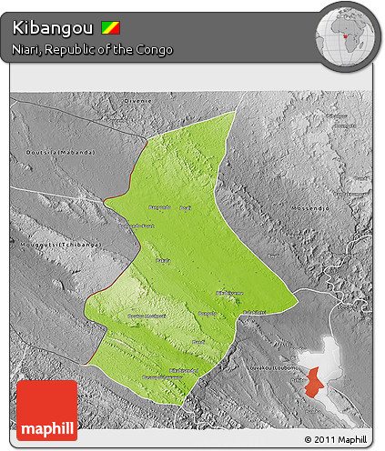 Physical 3D Map of Kibangou, desaturated