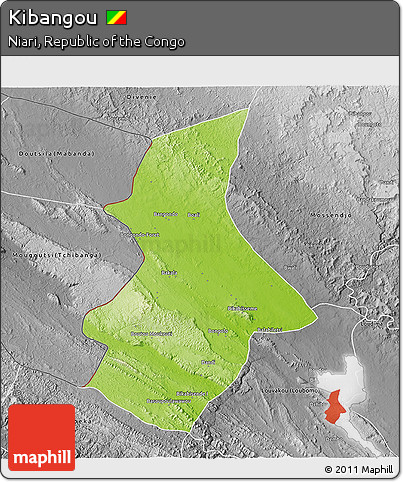 Physical 3D Map of Kibangou, desaturated