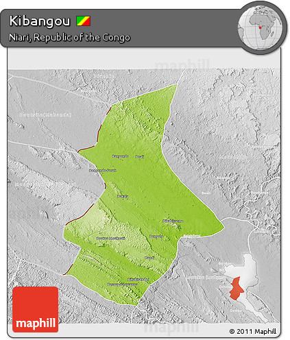 Physical 3D Map of Kibangou, lighten, desaturated