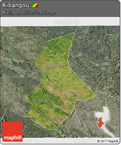 Satellite 3D Map of Kibangou, semi-desaturated