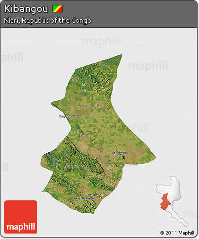 Satellite 3D Map of Kibangou, single color outside