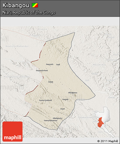 Shaded Relief 3D Map of Kibangou, lighten