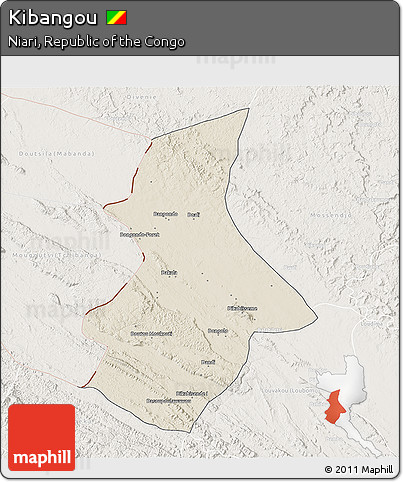 Shaded Relief 3D Map of Kibangou, lighten