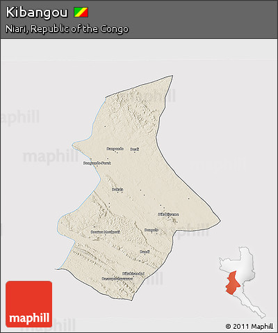 Shaded Relief 3D Map of Kibangou, single color outside