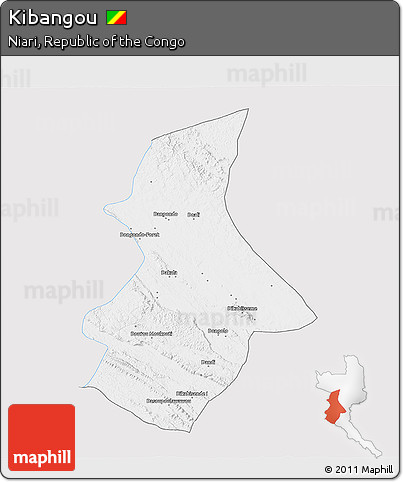 Silver Style 3D Map of Kibangou, single color outside