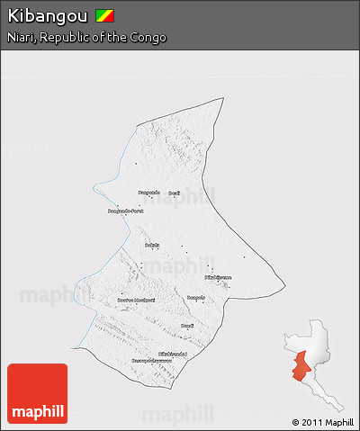 Silver Style 3D Map of Kibangou, single color outside