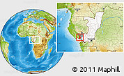 Physical Location Map of Kibangou, highlighted country, highlighted parent region, within the entire country
