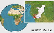 Satellite Location Map of Kibangou, highlighted country, highlighted parent region, within the entire country