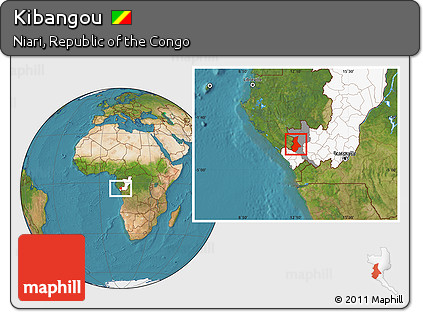 Satellite Location Map of Kibangou, highlighted country, highlighted parent region