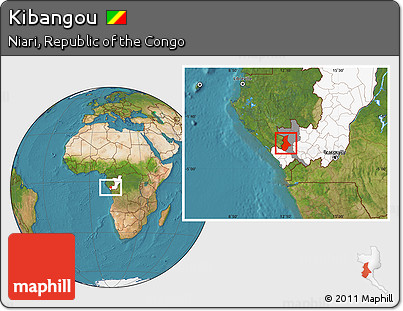 Satellite Location Map of Kibangou, highlighted country, highlighted parent region