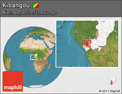 Satellite Location Map of Kibangou, highlighted country, highlighted parent region