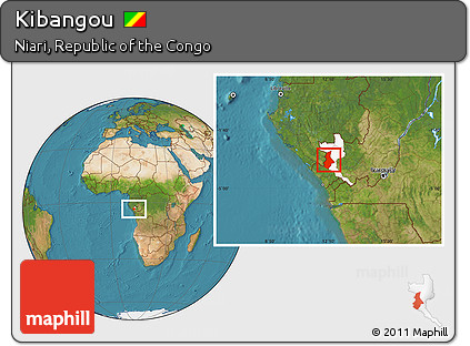 Satellite Location Map of Kibangou, highlighted parent region