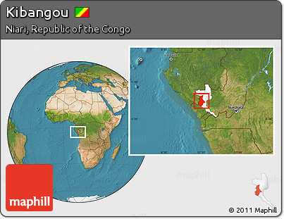 Satellite Location Map of Kibangou, highlighted parent region