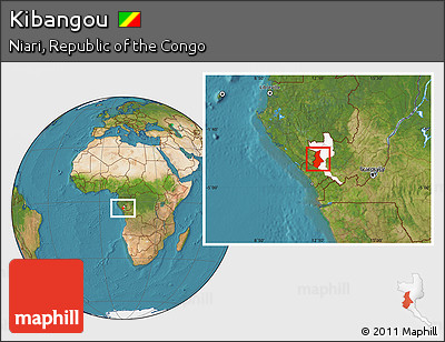 Satellite Location Map of Kibangou, highlighted parent region