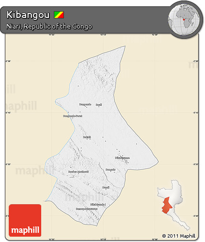 Classic Style Map of Kibangou, single color outside