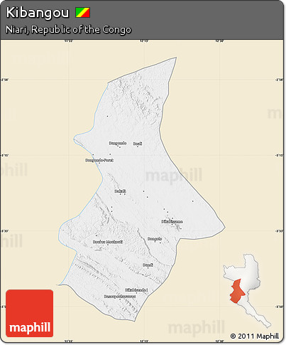 Classic Style Map of Kibangou, single color outside