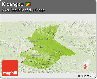 Physical Panoramic Map of Kibangou, lighten