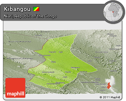 Physical Panoramic Map of Kibangou, semi-desaturated