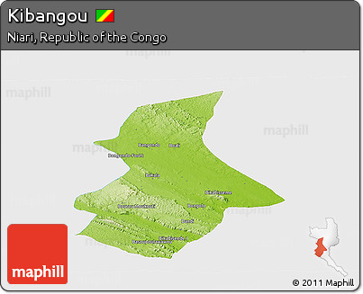 Physical Panoramic Map of Kibangou, single color outside