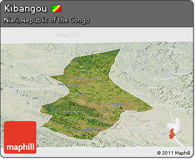 Satellite Panoramic Map of Kibangou, lighten