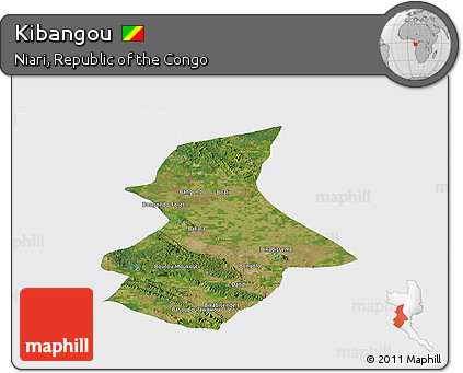 Satellite Panoramic Map of Kibangou, single color outside