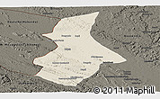 Shaded Relief Panoramic Map of Kibangou, darken
