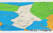 Shaded Relief Panoramic Map of Kibangou, political outside