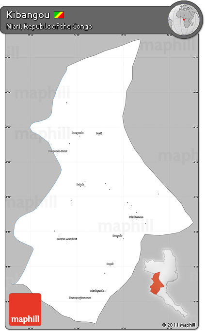 Gray Simple Map of Kibangou, single color outside